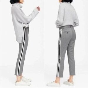 Banana Republic Ankle-Length Gray Pants with White Stripes